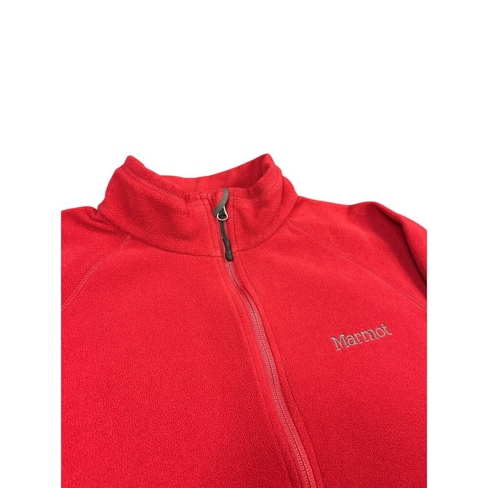 Marmot Sweater Mens Large Red Polartec Fleece Quarter Zip Camping Hiking Gorp